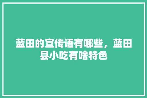蓝田的宣传语有哪些，蓝田县小吃有啥特色