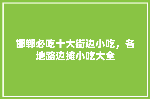 邯郸必吃十大街边小吃，各地路边摊小吃大全