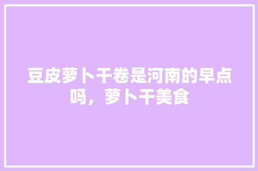豆皮萝卜干卷是河南的早点吗，萝卜干美食 豆皮萝卜干卷是河南的早点吗，萝卜干美食 家居窍门