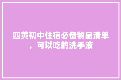 四黄初中住宿必备物品清单，可以吃的洗手液