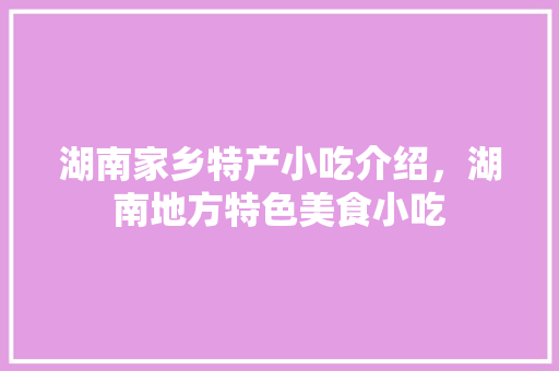 湖南家乡特产小吃介绍，湖南地方特色美食小吃