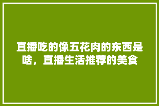 直播吃的像五花肉的东西是啥，直播生活推荐的美食