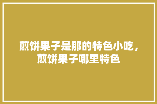 煎饼果子是那的特色小吃，煎饼果子哪里特色