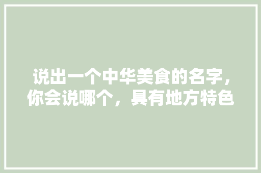 说出一个中华美食的名字，你会说哪个，具有地方特色的小吃 说出一个中华美食的名字，你会说哪个，具有地方特色的小吃 美食推荐