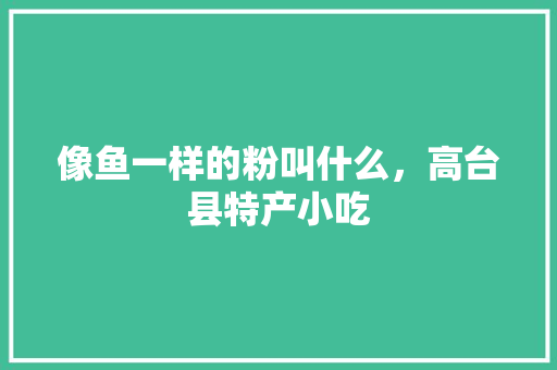 像鱼一样的粉叫什么，高台县特产小吃