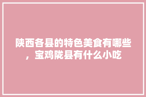 陕西各县的特色美食有哪些，宝鸡陇县有什么小吃