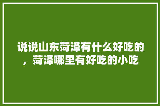 说说山东菏泽有什么好吃的，菏泽哪里有好吃的小吃 说说山东菏泽有什么好吃的，菏泽哪里有好吃的小吃 旅行资讯