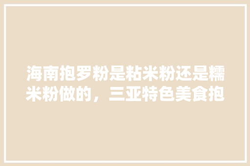 海南抱罗粉是粘米粉还是糯米粉做的，三亚特色美食抱罗粉