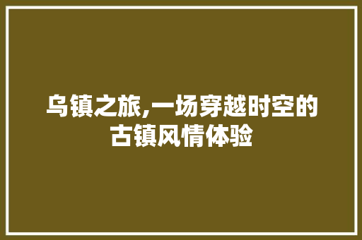 乌镇之旅,一场穿越时空的古镇风情体验 美食推荐