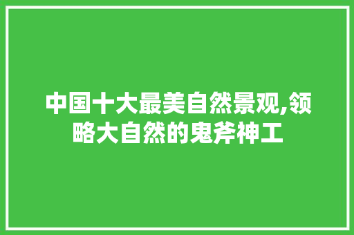 中国十大最美自然景观,领略大自然的鬼斧神工 美食推荐