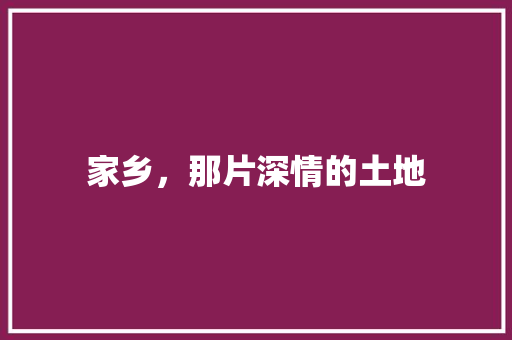 家乡，那片深情的土地