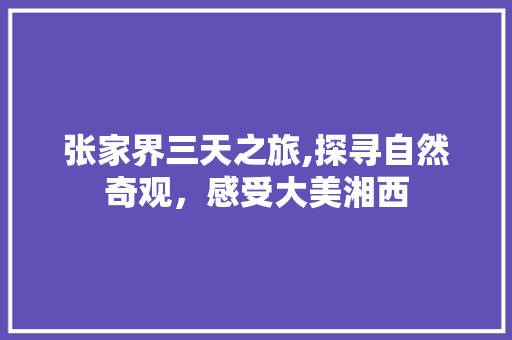 张家界三天之旅,探寻自然奇观，感受大美湘西 旅行资讯