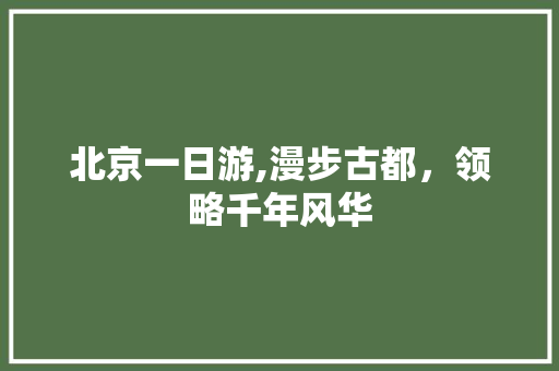 北京一日游,漫步古都，领略千年风华 美食推荐