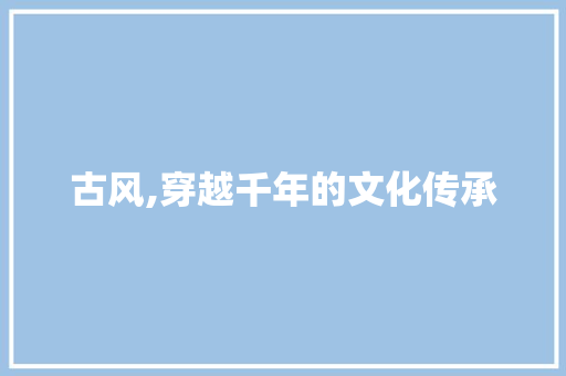 古风,穿越千年的文化传承