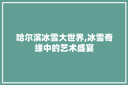 哈尔滨冰雪大世界,冰雪奇缘中的艺术盛宴