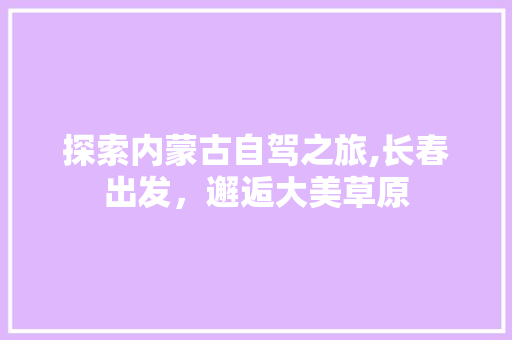探索内蒙古自驾之旅,长春出发，邂逅大美草原 生活指南