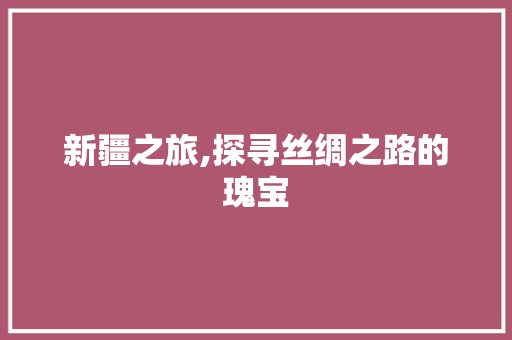 新疆之旅,探寻丝绸之路的瑰宝 家居窍门