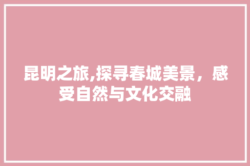 昆明之旅,探寻春城美景，感受自然与文化交融 旅行资讯