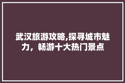武汉旅游攻略,探寻城市魅力，畅游十大热门景点 美食推荐