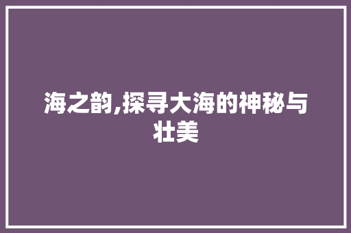 海之韵,探寻大海的神秘与壮美