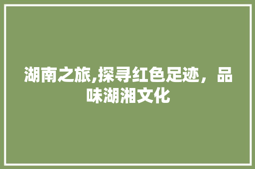 湖南之旅,探寻红色足迹，品味湖湘文化