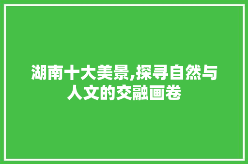 湖南十大美景,探寻自然与人文的交融画卷