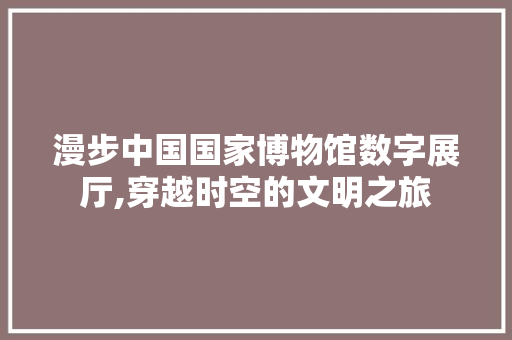 漫步中国国家博物馆数字展厅,穿越时空的文明之旅