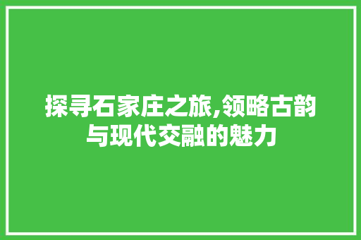 探寻石家庄之旅,领略古韵与现代交融的魅力 健康建议