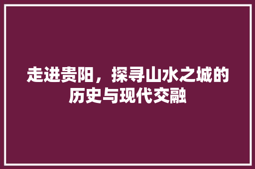走进贵阳，探寻山水之城的历史与现代交融 美食推荐