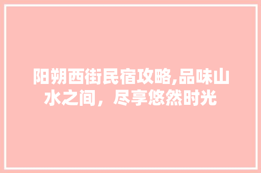 阳朔西街民宿攻略,品味山水之间，尽享悠然时光 美食推荐
