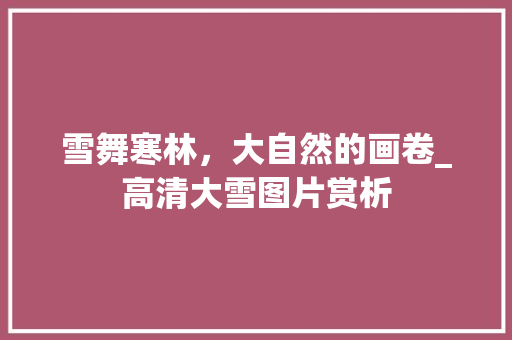 雪舞寒林，大自然的画卷_高清大雪图片赏析 美食推荐